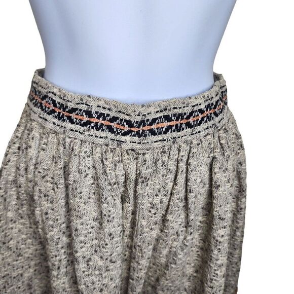 Vintage 70s Circle Skirt Stripe Womens Size XS Beige Tweed Aztec Waist - Picture 2 of 4